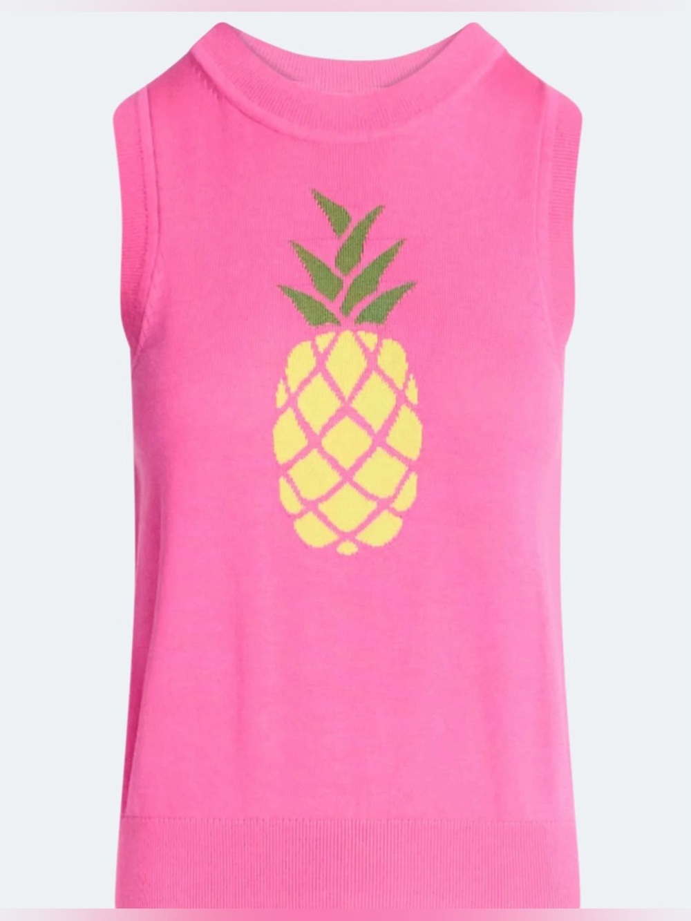 NWT Free Assembly Pink Pineapple Graphic Sleeveless Sweater Top M 8-10